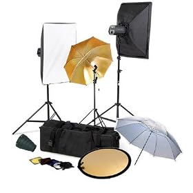 CowboyStudio Photo Studio Monolight Flash Lighting Kit with Carrying Case - 3 Studio Flash/Strobe, 2 Softboxes