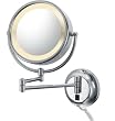 Lighted Wall Mounted 5X to 1X Mirror, Cord & Plug, Polished Chrome