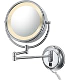 Lighted Wall Mounted 5X to 1X Mirror, Cord & Plug, Polished Chrome