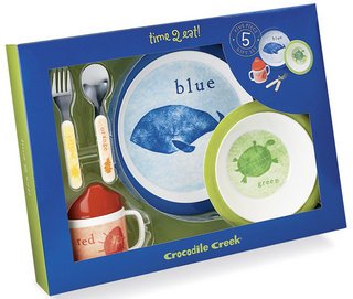 Childrens Toyshop  Toys : Crocodile Creek's Color of Nature, Time 2 Eat Children's Melamine Dinnerware Set