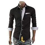 Doublju Mens Casual Pocket Slim Dress Shirts(DS41)