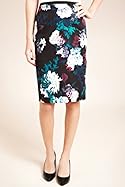  Cotton Rich Oriental Floral Pencil Skirt