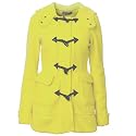 Womens Yellow Duffle Coat Ladies Fleece Hooded Jacket Size 8-14