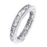 Channel Set CZ Diamond Sterling Silver Eternity Stack Ring
