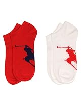 Ralph Lauren Womens Sport Socks Big Pony Red/White 3Pack