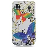Crystal Snap on Hard WHITE With RAINBOW BUTTERFLY Design Faceplate Cover Ca ....
