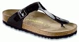 Birkenstock thongs Gizeh from Birko-Flor in Chocolate Patent with a regular insole