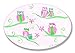The Kids Room by Stupell Six Green and Pink Owls on Branches Oval Wall Plaque