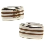 Brown Striped Titanium Cufflinks w/ Box