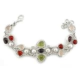 Sterling Silver Multi-Stone Bracelet by Sajen, 8.5"