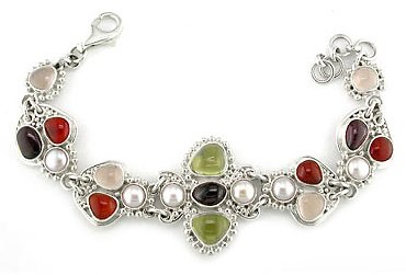 Sterling Silver Multi-Stone Bracelet by Sajen, 8.5