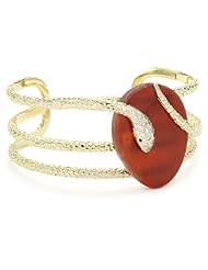 Isharya Single Serpent Druzy Amber Textured Wire Cuff Bracelet