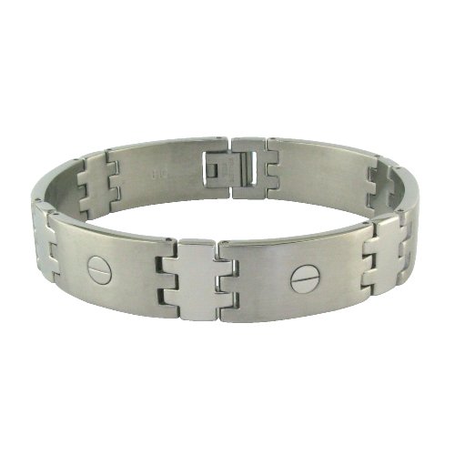 Titanium Men’s Link Bracelet with Screws, 8”