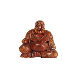 Sitting Buddha Figurine Carved from Rosewood, 3 1/2" Tall