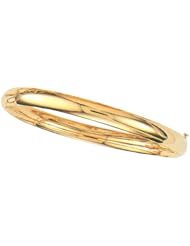 14k Solid Yellow Gold Shiny Bangle Bracelet 6mm 8"