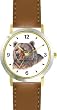 Grizzly Bear or Brown Bear Animal - WATCHBUDDY&reg; DELUXE TWO-TONE THEME WATCH - Arabic Numbers - Brown Leather Strap-Size-Large ( Men's Size or Jumbo Women's Size )