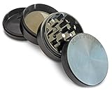 Kernline Weed Grinder - Metal Weed Spice Tobacco Herb Grinder - High Quality Premium Grade Aluminium - 2.5'' Diameter 4 Piece with Pollen Catcher and Scrapper(2.5 Inches, Black)