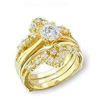 1 Carat Clear CZ Gold Tone Wedding Ring SZ 10