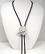 Silver Boots Bolo Tie,w/ Bright Cut, Turquoise Stones