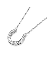 Diamoni Collection 0.2 Carat Simulated Diamond Horse Shoe Necklace 16~18" Adjustable Platium Plated Sterling Silver Necklace