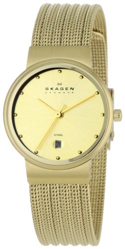 Skagen Women's 355SGGG Gold Dial Gold Tone Stainless Steel Watch