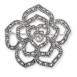Sterling Silver Marcasite Rose Pin