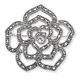 Sterling Silver Marcasite Rose Pin