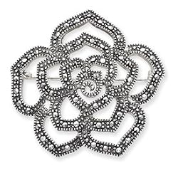 Sterling Silver Marcasite Rose Pin