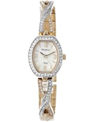 Armitron Womens 75/4039MPGP Swarovski Crystal Accented Gold-Tone X Bangle Watch