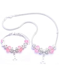 Initial Letter Charm Bracelet and Necklace Gift Set Girls Pandora Style PLEASE SPECIFY LETTER OF CHOICE