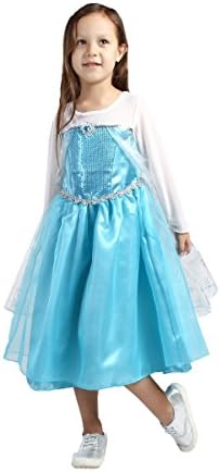 Santana Fashion Girls Snow Queen Elsa Costume Snow Princess Dresses (US-3T/3, Elsa-7)