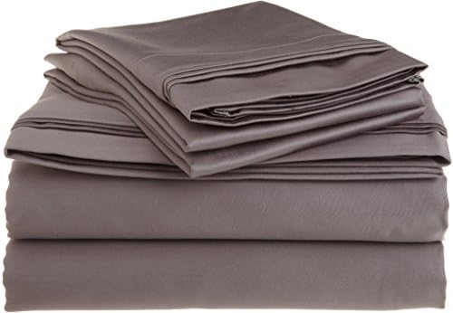 Mattress Homes 300-Thread-Count Egyptian Cotton (15" Extra Depth Pocket) 4-Pieces Sheet Set-(Dark Grey Solid,Full-XL)