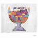 Hand Painted Challah Cover 'Menorah' by Yair Emanuel of Jerusalem
