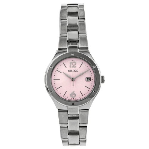 Seiko Women's SXDC49P1 Pink Dial Stainless Steel Watch