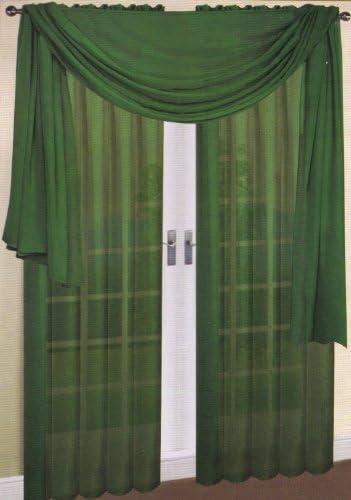 Blackpeel 10pc Window Sheer Panel/drape/treatment/curtain 84" Long Fully Stitched with Rod Pocket in Hunter Green
