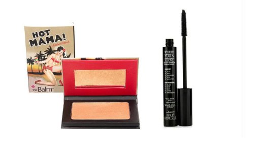 theBalm Makeup Bundle - 2 Items: What's Your Type? "Tall, Dark, and Handsome" Black Mascara and Hot Mama Shadow/Blush