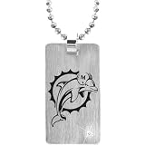 Team Titanium Miami Dolphins Steel Dog Tag with Cubic Zirconia Insert