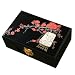 Handmade Black Lacquer Jewelry Box With Mirror - Red Plum Tree Blossom Design
