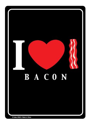 Brand New Novelty I Heart bacon Metal Sign -