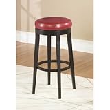 Armen Living Leather Swivel Barstool Red Leather