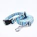 HOWS YOUR DOG Oxford Nova Plaid Padded Pet Dog Collar & Leash Set - Blue, Medium