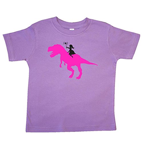 Inktastic Little Girls' Princess riding her T-Rex Toddler T-Shirt