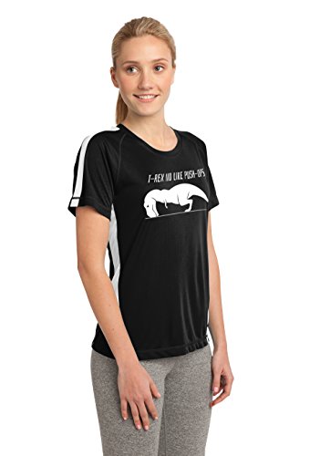 T-REX NO LIKE PUSH-UPS | Wicking Fitness Work-out Ladies' T-shirt (Ladies, 2XL)