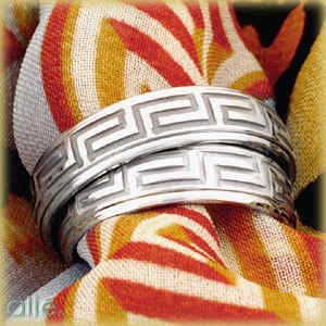 14K White Gold Men's Greek Key Wedding Band