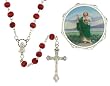 St. Jude - Rose Scented Wood Rosary In Plastic Case - 4mm Bead - 27in. Necklace - 19in. Overall Length