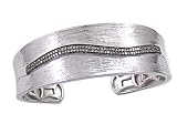 Sterling Silver Brown Diamond Swish Brushed Bangle Bracelet (1/2 cttw)