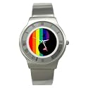 Stainless Steel Watch of Yin Yang Gay Rainbow Pride Flag