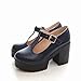 Show Shine Women's Chic T Strap Buckle Platform High Chunky Heel Shoes