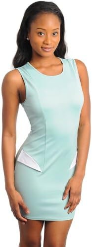 G2 Fashion Square Women's Tailored Mint Peplum Bodycon Dress(DRS-EVP,LGN-M)