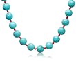 Sterling Silver Dyed Turquoise and Dyed Red Coral Necklace, 15"-17"